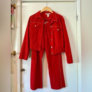 Y2K Bella Dahl Vintage Red Corduroy Set
